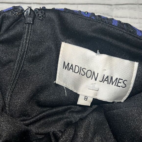 Madison James Black Navy Lace Mermaid Prom Dress Halter neck Tulle Skirt sz 8 - Picture 6 of 12